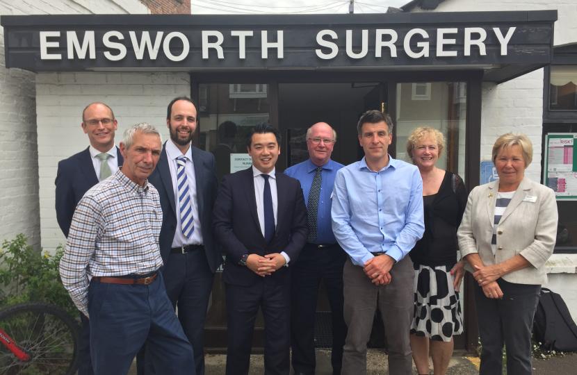 Adam Thompson and MP Alan Mak discuss plans for Emsworth Surgery relocation